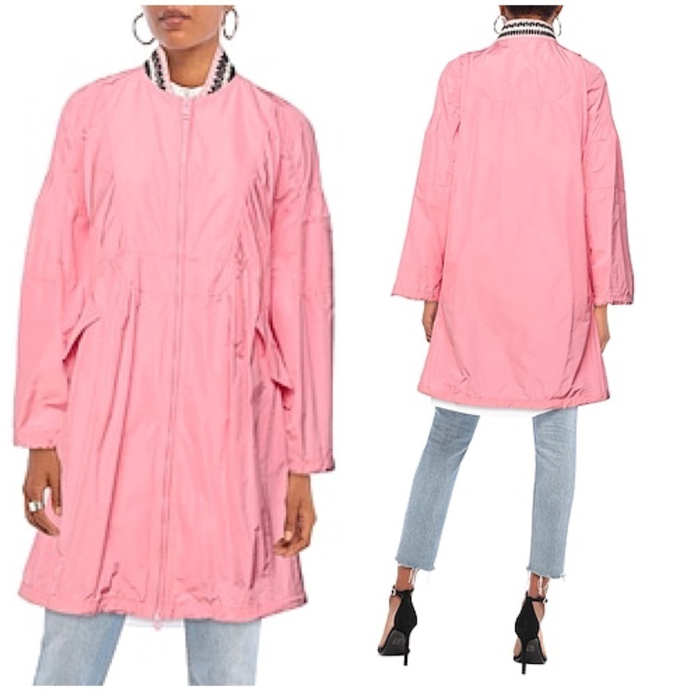 NWT Ermanno Scervino Pink Full Zip Parka Jacket Windbreaker Sz 40